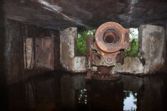 15 cm Japanese naval gun in bunker on Kupwuriso Mountain, U, Pohnpei, Micronesia